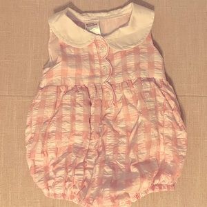 Baby Girl 9M Pink And White Seersucker Bubble